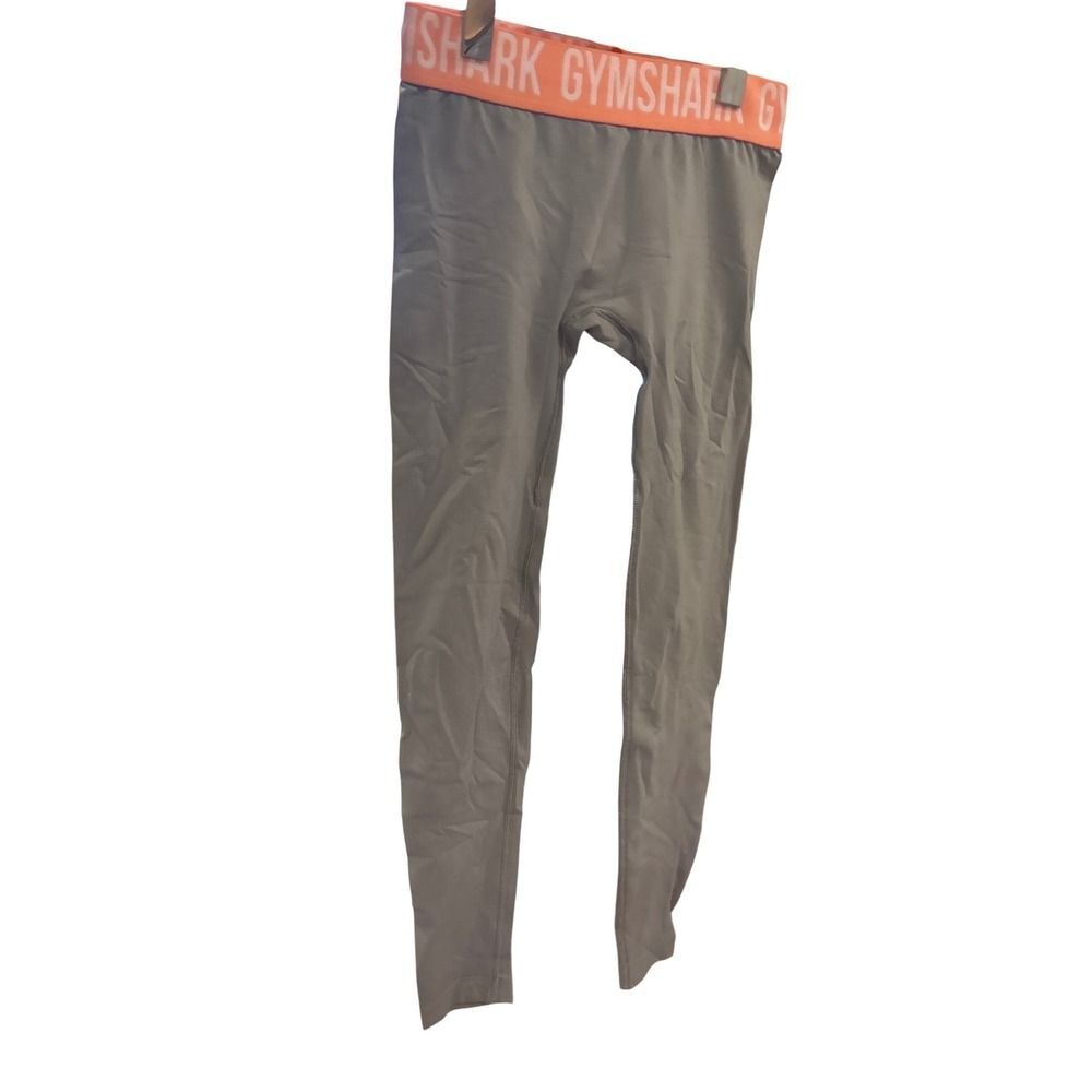 Gymshark Flex High Waisted Leggings Grey Peach Logo Waistband GLLG4275 Small